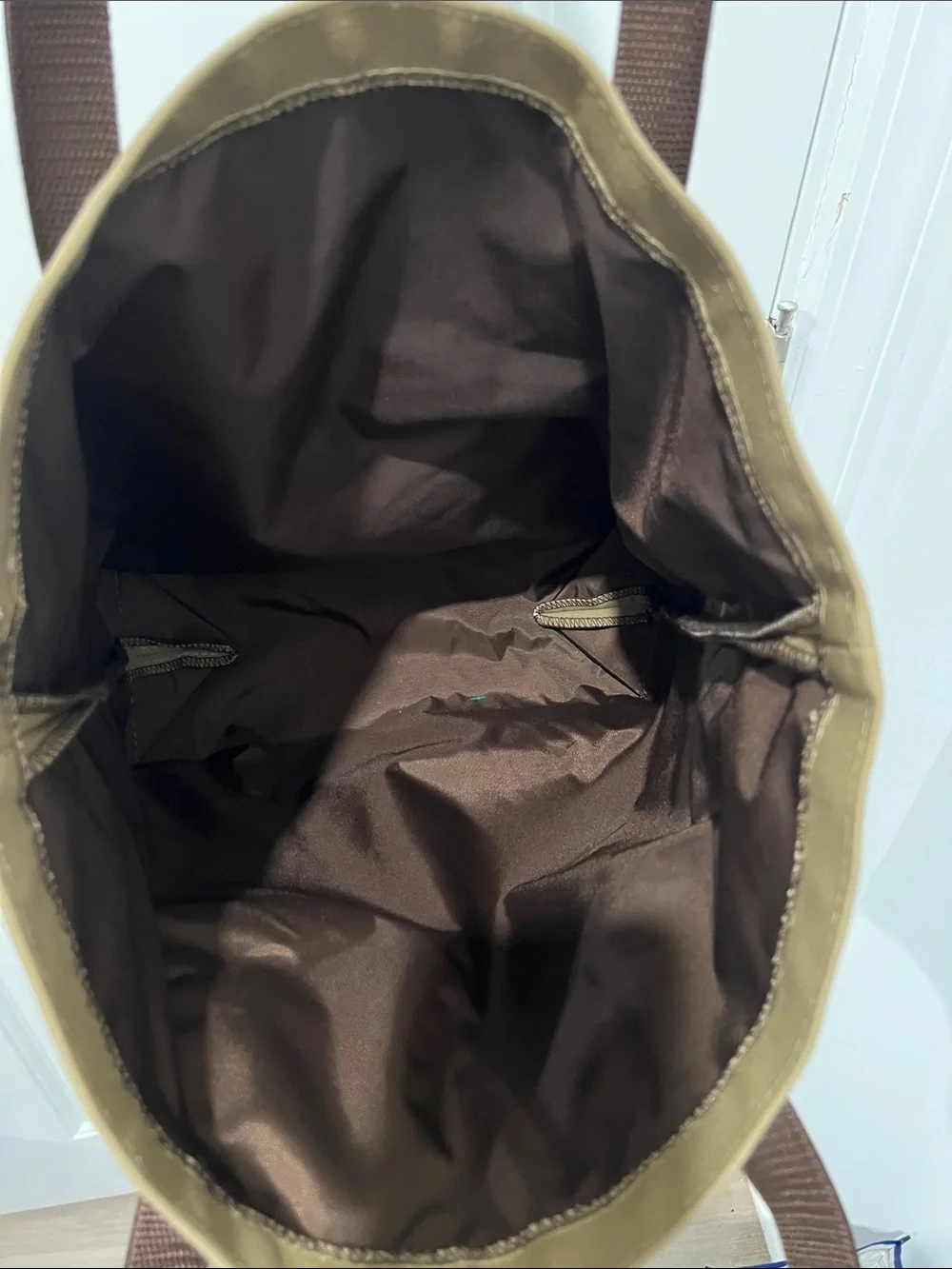 WWI Limited‎ Edition Canvas Tote Bag in Khaki with Dark Brown Handles